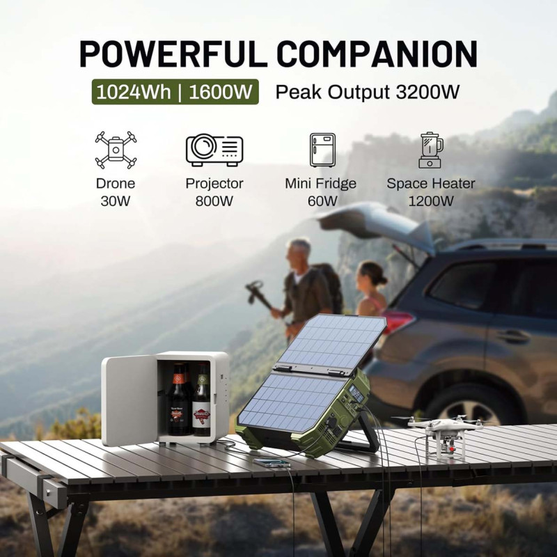 NBS PORTABLE POWERSTATION WITH SOALR PANEL 1000W