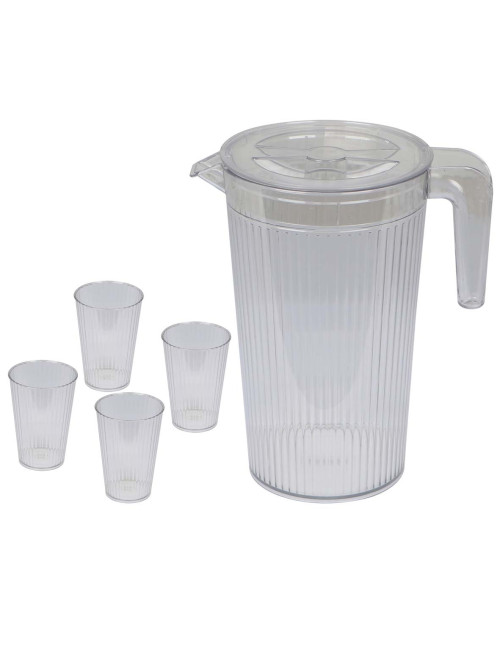 NA-75037-P PLASTIC DRINKING PITCHER WITH LID 5PCS SET