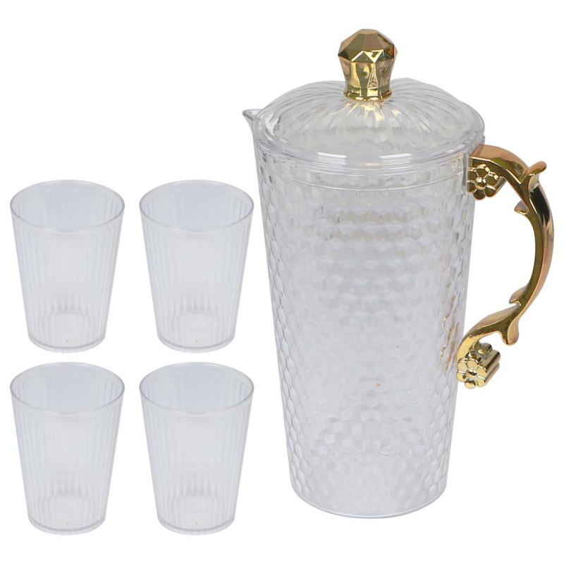 NA-75256-P PLASTIC DRINKING PITCHER WITH LID 5PCS SET