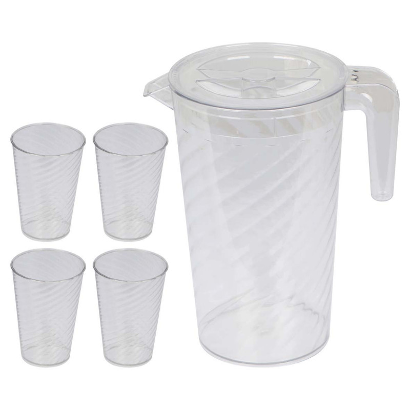 NA-75551-P PLASTIC DRINKING PITCHER WITH LID 5PCS SET