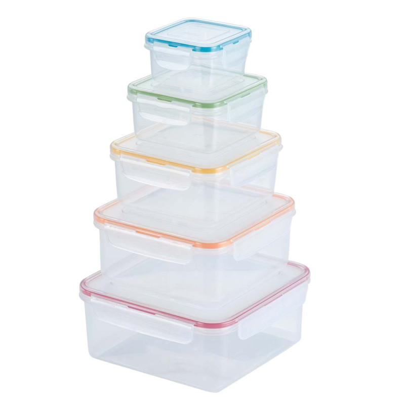 NA-75970-P RECTANGULAR LUNCH BOX 22X22X9.5CM 5PCS/SET