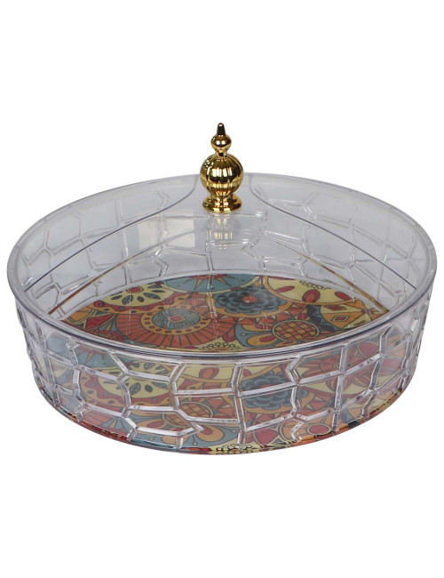 NA-75298-P CRYSTAL PLASTIC CAKE & FRUIT BOWL WITH LID 16X25CM