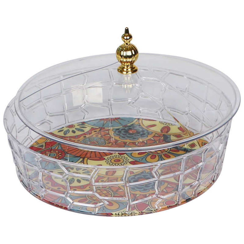NA-75298-P CRYSTAL PLASTIC CAKE & FRUIT BOWL WITH LID 16X25CM