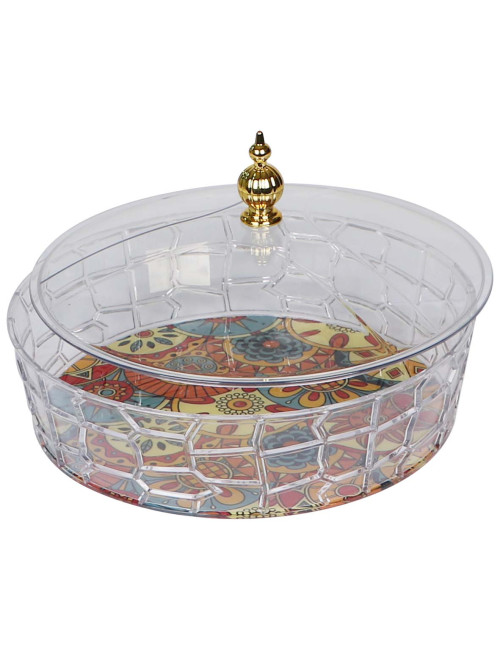 NA-75298-P CRYSTAL PLASTIC CAKE & FRUIT BOWL WITH LID 16X25CM