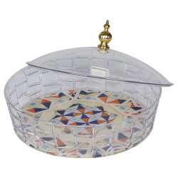 NA-75314-P CRYSTAL PLASTIC CAKE & FRUIT BOWL WITH LID 28X18CM
