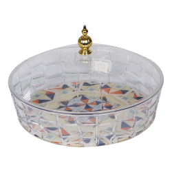 NA-75314-P CRYSTAL PLASTIC CAKE & FRUIT BOWL WITH LID 28X18CM