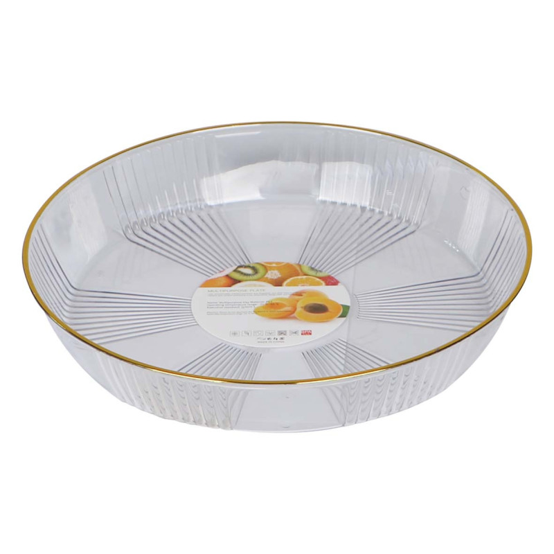 NA-75453-P CRYSTAL PLASTIC CAKE & FRUIT BOWL WITH LID 25X13CM