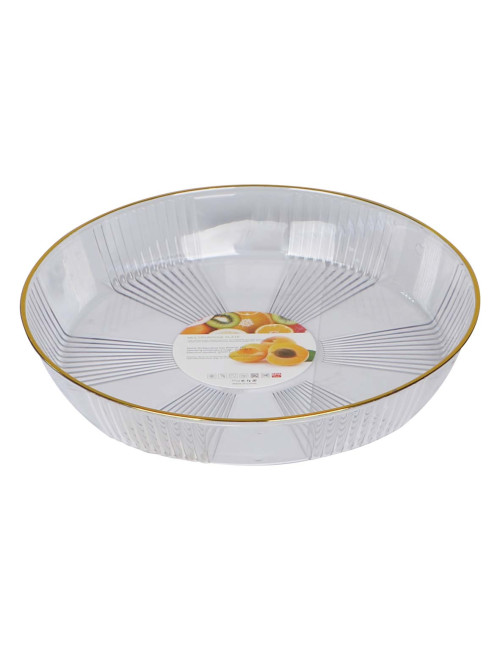 NA-75453-P CRYSTAL PLASTIC CAKE & FRUIT BOWL WITH LID 25X13CM