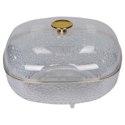 NA-75940-P CRYSTAL PLASTIC CAKE & FRUIT BOWL WITH LID 25X13CM