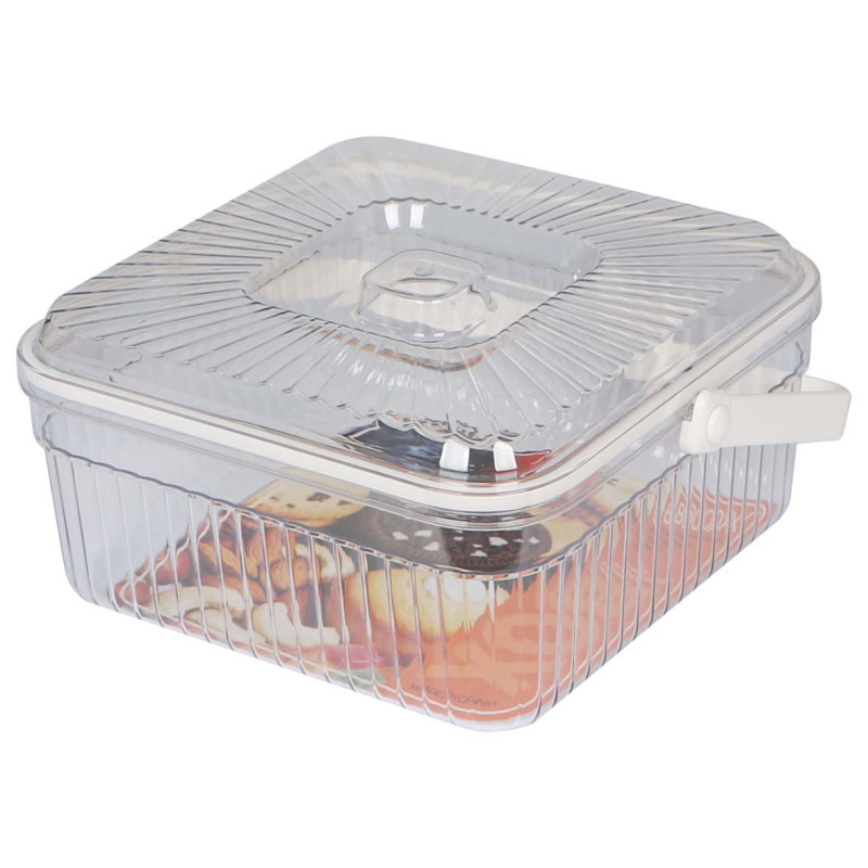 NA-75479 CRYSTAL PLASTIC CAKE & FRUIT BOWL WITH LID 24X12CM