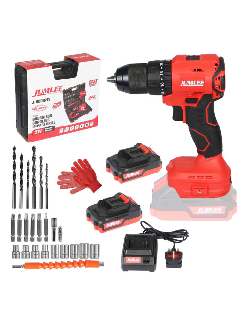 JUMLEE-J-BCDT21V/24PCS LINO CORDLESS DRILL 13MM 21V /24PCS 2 BATTERY