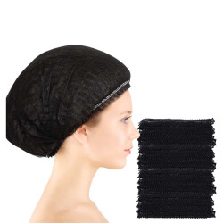 256044 BLACK DISPOSABLE HAIR NET CAPS,ELASTIC DUST CAP 100PCS