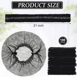 256044 BLACK DISPOSABLE HAIR NET CAPS,ELASTIC DUST CAP 100PCS