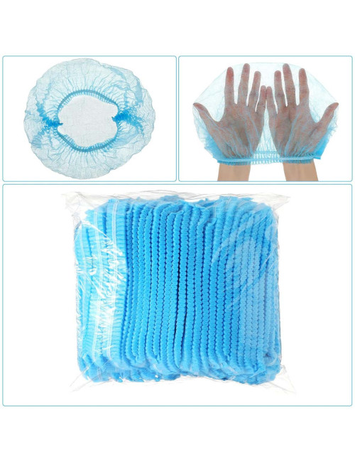 255917 BLUE DISPOSABLE HAIR NET CAPS,ELASTIC DUST CAP 100PCS