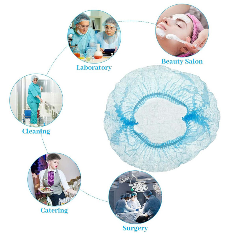 255917 BLUE DISPOSABLE HAIR NET CAPS,ELASTIC DUST CAP 100PCS