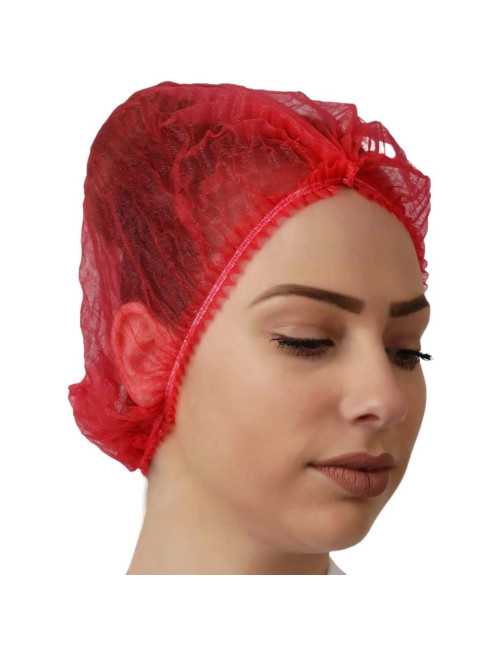 008005 RED DISPOSABLE HAIR NET CAPS,ELASTIC DUST CAP 100PCS