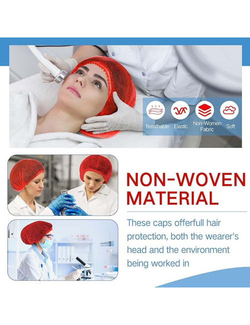 008005 RED DISPOSABLE HAIR NET CAPS,ELASTIC DUST CAP 100PCS
