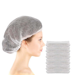 123582 WHITE DISPOSABLE HAIR NET CAPS,ELASTIC DUST CAP 100PCS