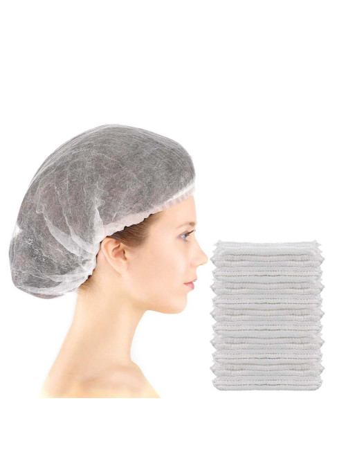 123582 WHITE DISPOSABLE HAIR NET CAPS,ELASTIC DUST CAP 100PCS