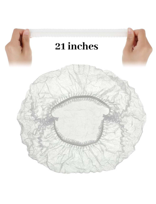 123582 WHITE DISPOSABLE HAIR NET CAPS,ELASTIC DUST CAP 100PCS