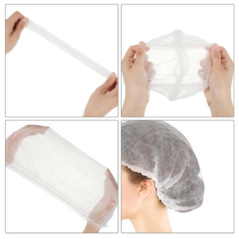 123582 WHITE DISPOSABLE HAIR NET CAPS,ELASTIC DUST CAP 100PCS
