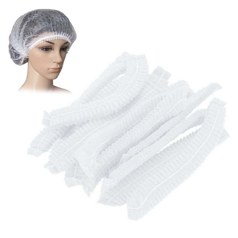 123582 WHITE DISPOSABLE HAIR NET CAPS,ELASTIC DUST CAP 100PCS