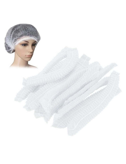 123582 WHITE DISPOSABLE HAIR NET CAPS,ELASTIC DUST CAP 100PCS