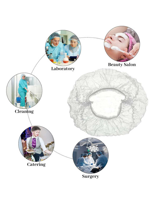 123582 WHITE DISPOSABLE HAIR NET CAPS,ELASTIC DUST CAP 100PCS