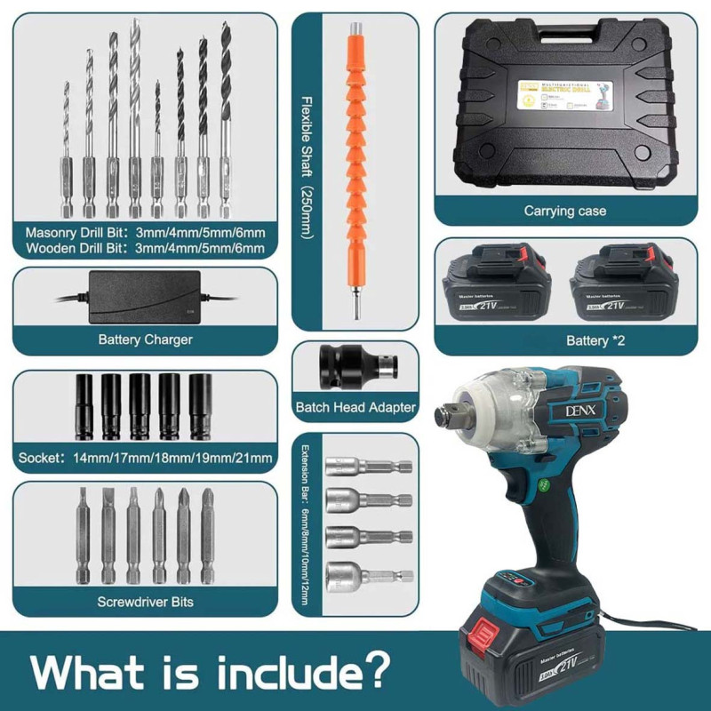 DENX DX2568-MULTIFUNCTIONAL ELECTRIC CORDLESS POWER DRILL