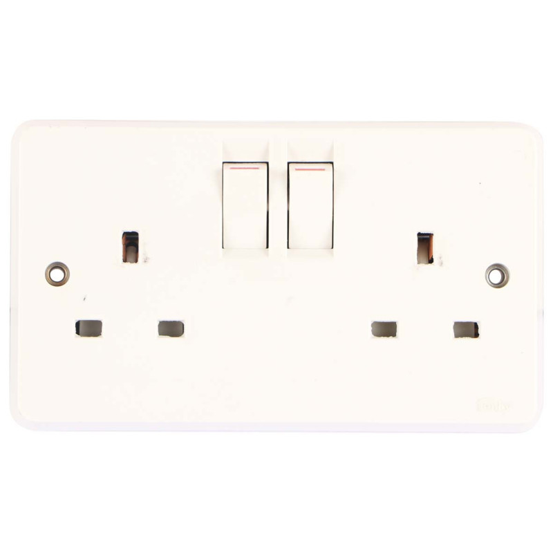 THREE PIN SOCKET BOARD WITH TWO SWITCH (WHITE)