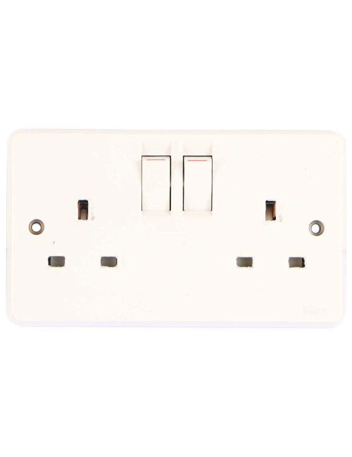 THREE PIN SOCKET BOARD WITH TWO SWITCH (WHITE)