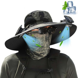 OUTDOOR SUN HAT WITH DUAL SOLAR FAN