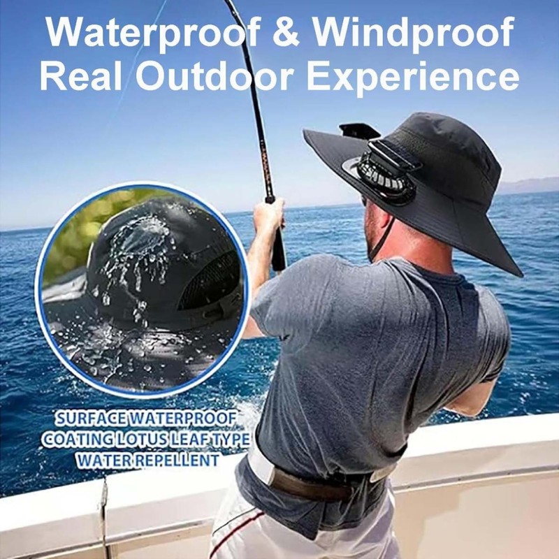 OUTDOOR SUN HAT WITH DUAL SOLAR FAN