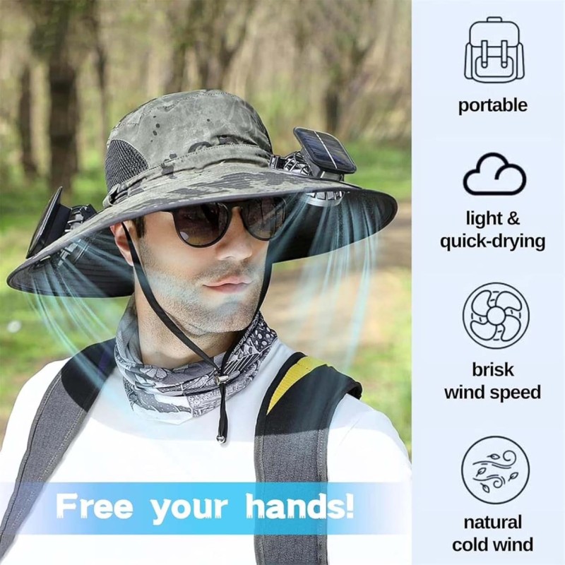 OUTDOOR SUN HAT WITH DUAL SOLAR FAN