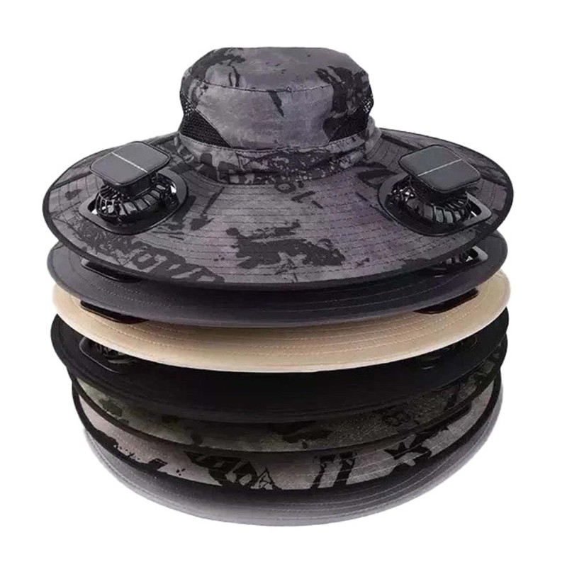 OUTDOOR SUN HAT WITH DUAL SOLAR FAN