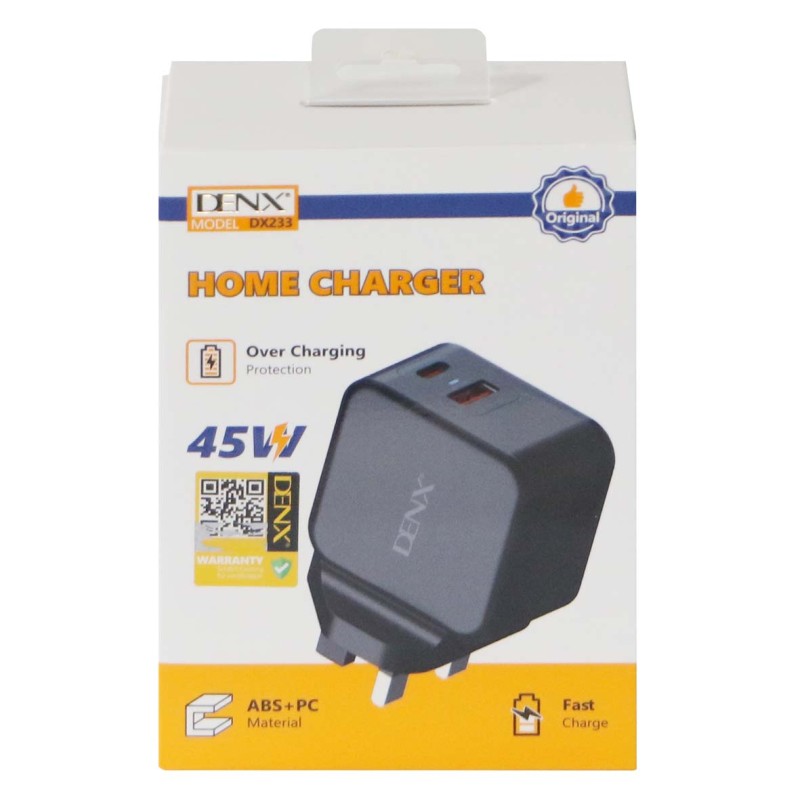 DENX DX233 45W HOME CHARGER, FEATURING OVERCHARGING PROTECTION