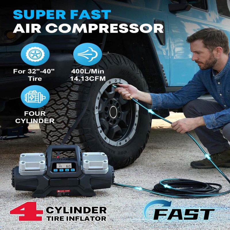 WM102-45H 4 CYLENDER TIRE INFLATOR DC 12V 150PSI 400L/M