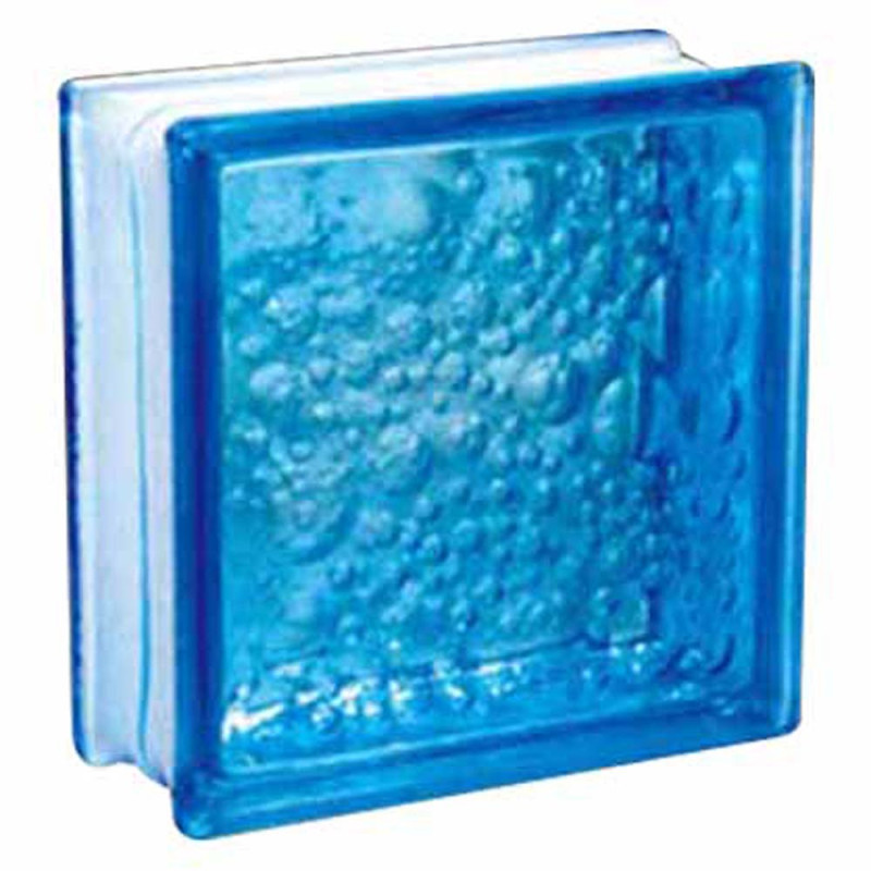 GLASS BLOCK DARK BLUE BUBBLE 19 X 19 X8