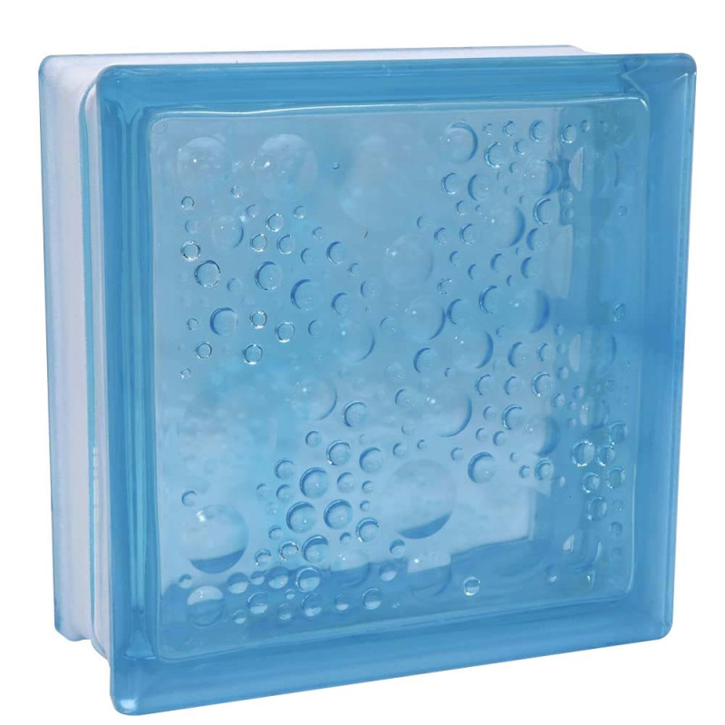GLASS BLOCK LIGHTBLUE BUBBLE 19 X 19 X8
