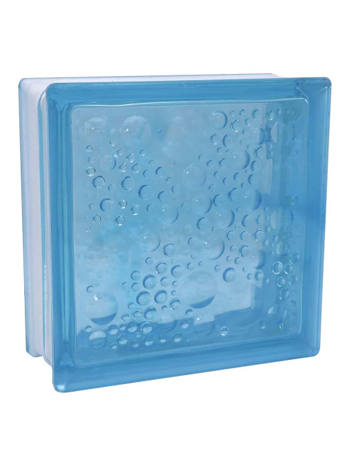 GLASS BLOCK LIGHTBLUE BUBBLE 19 X 19 X8