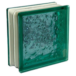 GLASS BLOCK GREEN BUBBLE 19 X 19 X 8