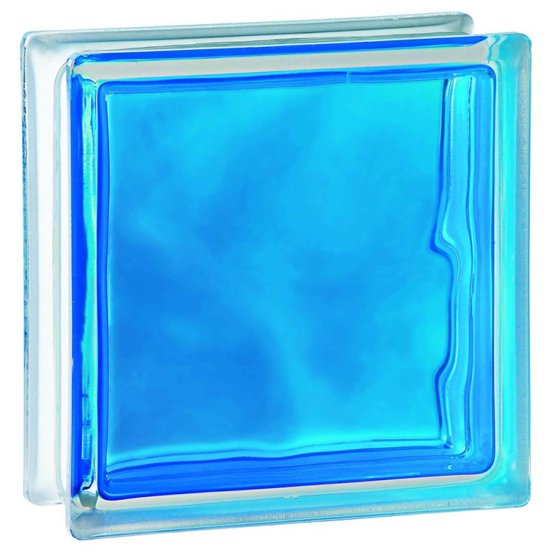 GLASS BLOCK LIGHT BLUE RIBBED 19 X 19 X8
