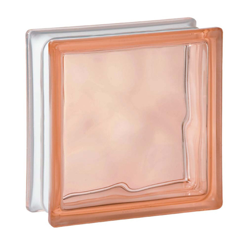 GLASS BLOCK DARK PINK RIBBED 19 X 19 X 8