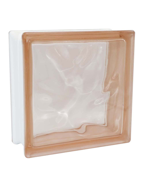 GLASS BLOCK LIGHT PINK RIBBED 19 X 19 X 8