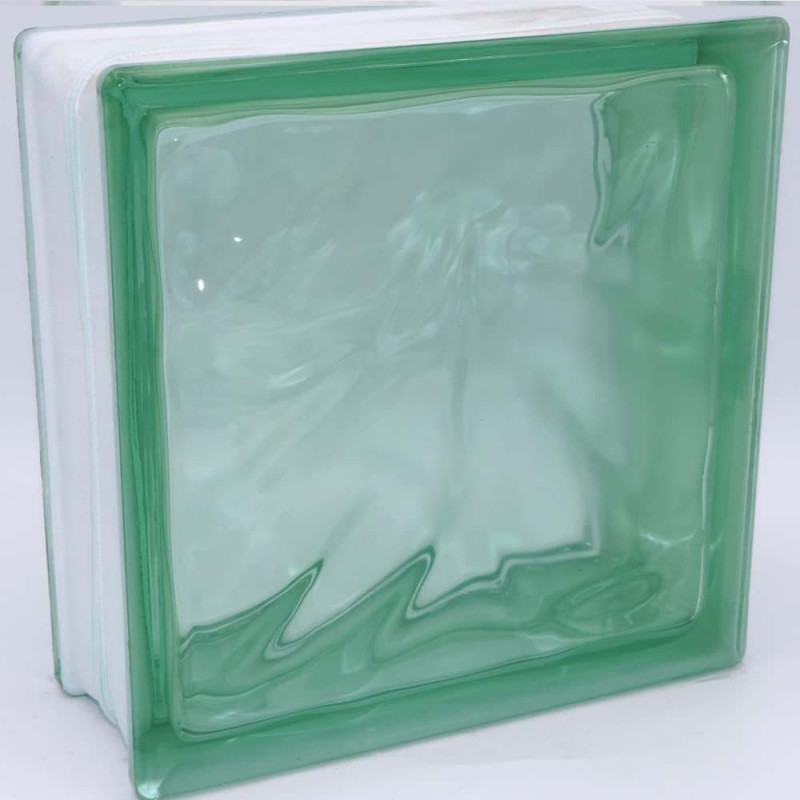 GLASS BLOCK GREEN RIBBED 19 X 19 X 8