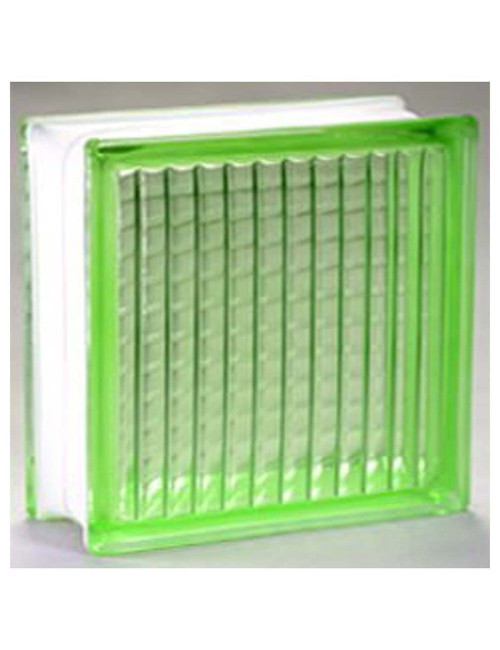 GLASS BLOCK GREEN STRIPED 19 X 19 X8