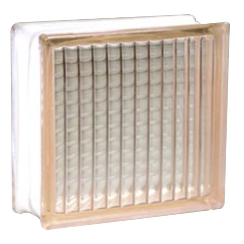 GLASS BLOCK PINK STRIPED 19 X 19 X 8