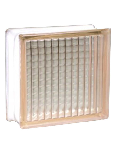 GLASS BLOCK PINK STRIPED 19 X 19 X 8
