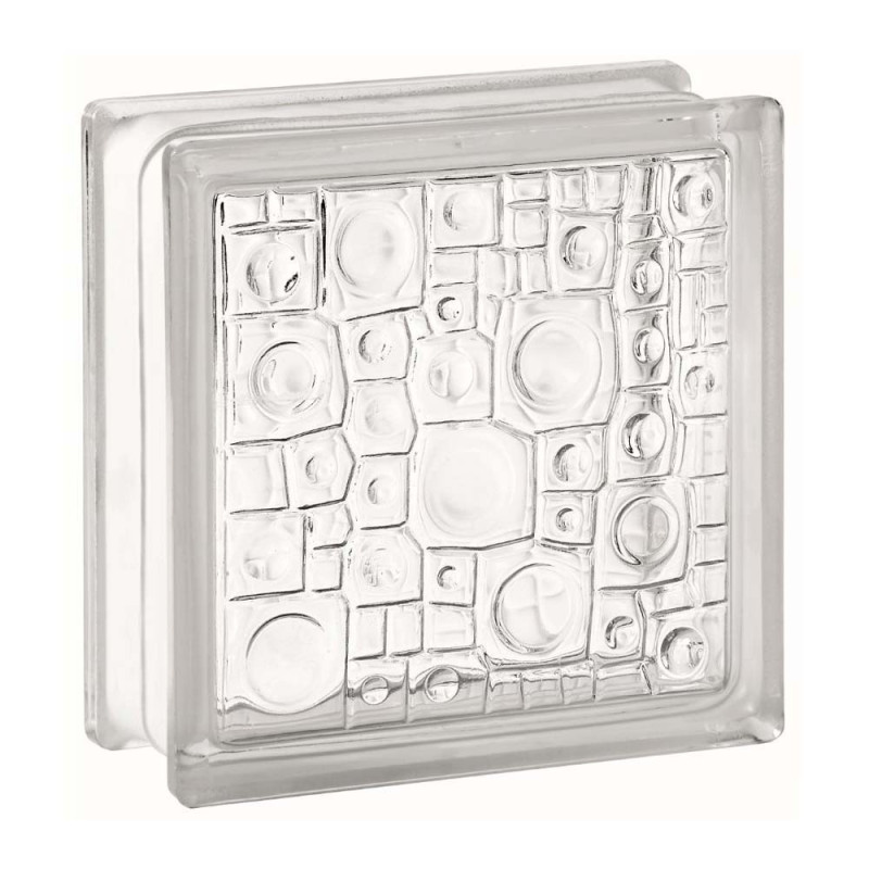 19×19×8 طابوق زجاجى شفاف فقاعات مربع