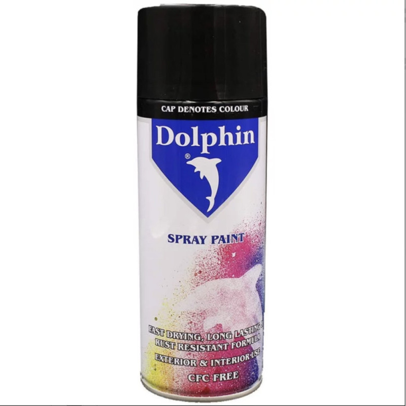 DOLPHIN NORMAL SPRAY PAINTS 50 BLACK 280 GRM G. Wt. 1X12
